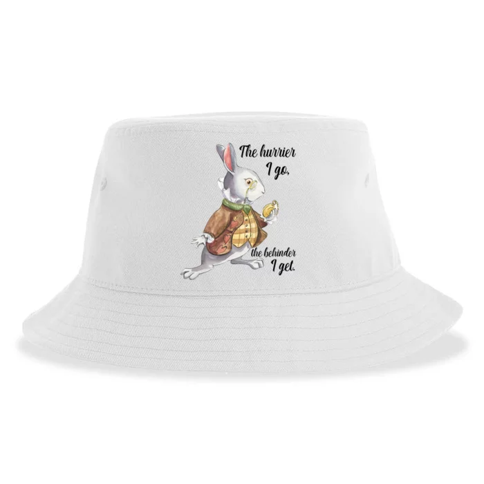 Alice In Wonderland White Rabbit Late The Hurrier I Go Sustainable Bucket Hat