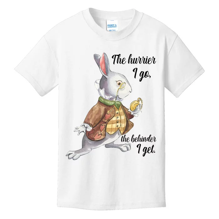 Alice In Wonderland White Rabbit Late The Hurrier I Go Kids T-Shirt