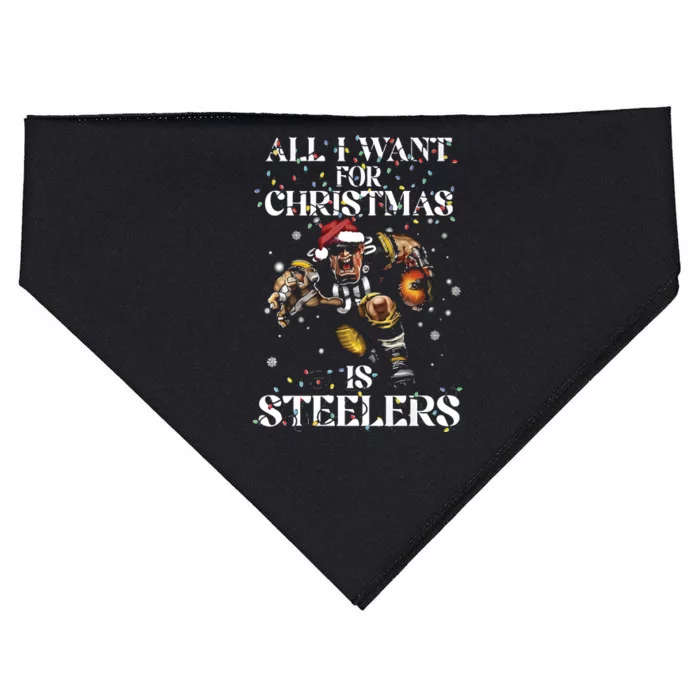 All I Want For Christmas Is Steelers USA-Made Doggie Bandana