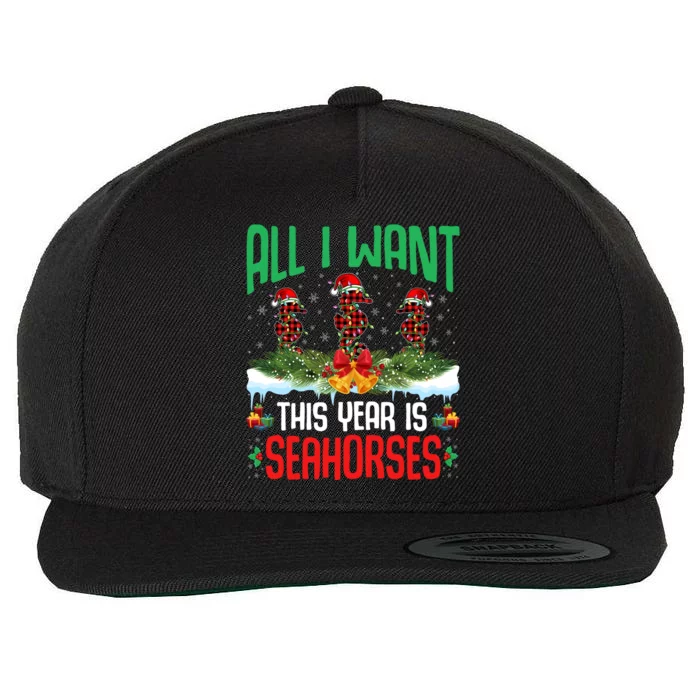 All I Want This Year Is Seahorses Wearing Hat Christmas Cool Gift Wool Snapback Cap