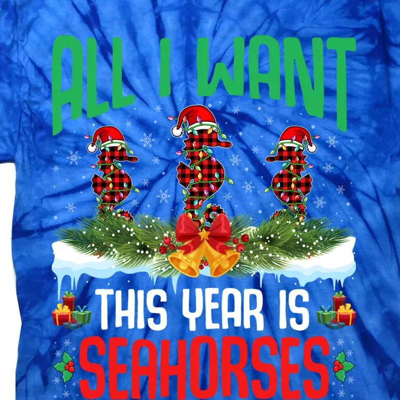 All I Want This Year Is Seahorses Wearing Hat Christmas Cool Gift Tie-Dye T-Shirt