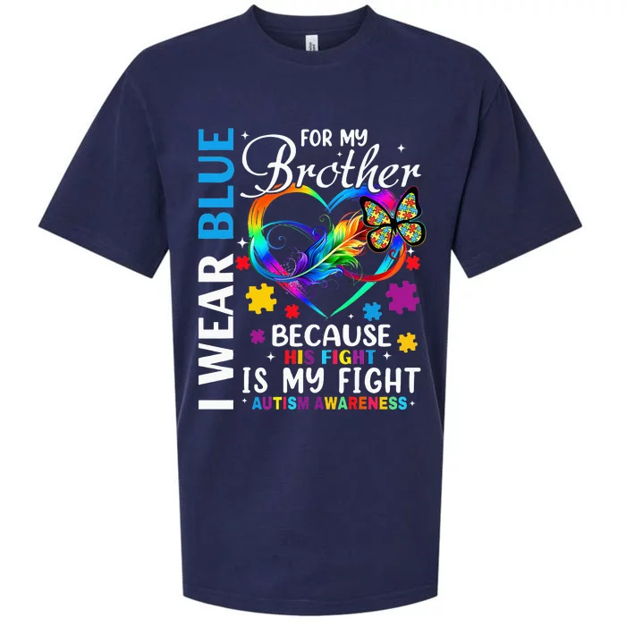 april I Wear Blue For My Brother Autism acceptance Sueded Cloud Jersey T-Shirt