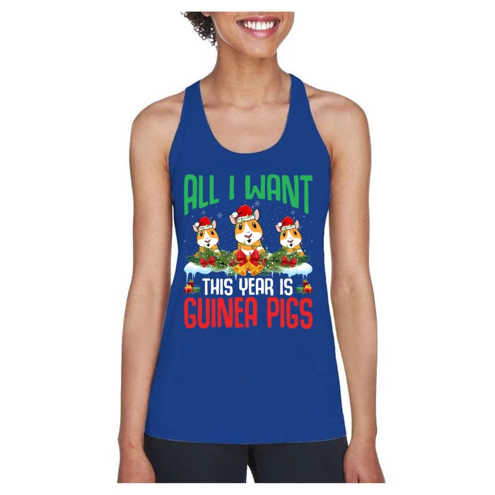 All I Want This Year Is Guinea Pigs Wearing Hat Christmas Cool Gift Women's Racerback Tank