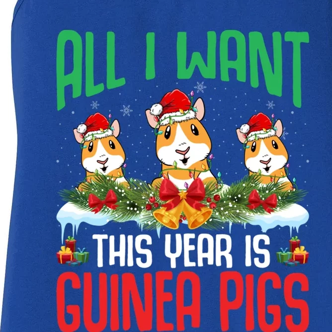 All I Want This Year Is Guinea Pigs Wearing Hat Christmas Cool Gift Women's Racerback Tank