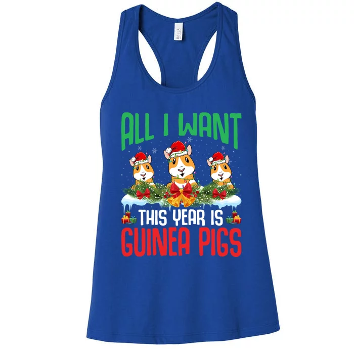 All I Want This Year Is Guinea Pigs Wearing Hat Christmas Cool Gift Women's Racerback Tank