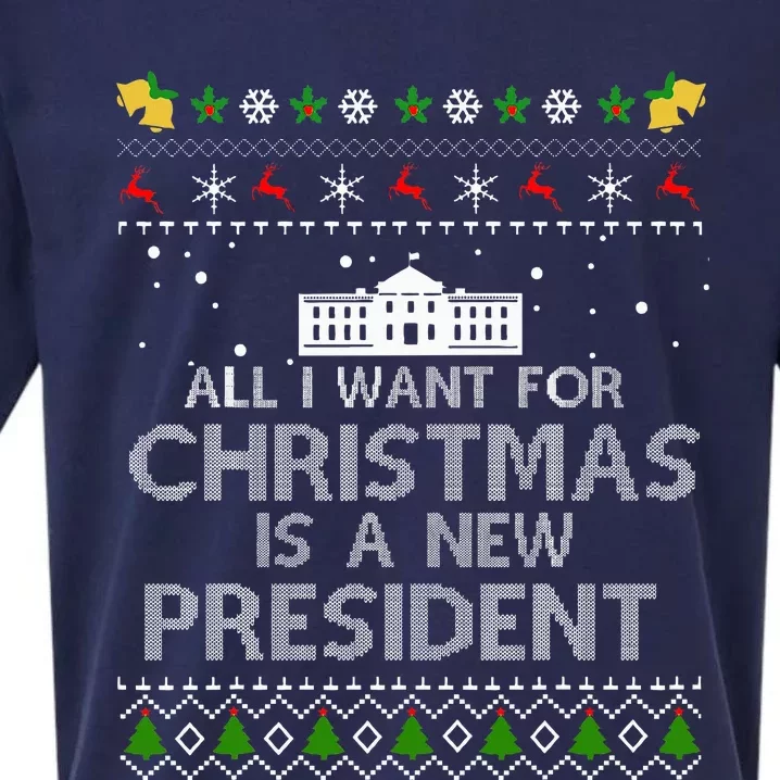 All I Want For Christmas Is A New President Ugly Sueded Cloud Jersey T-Shirt