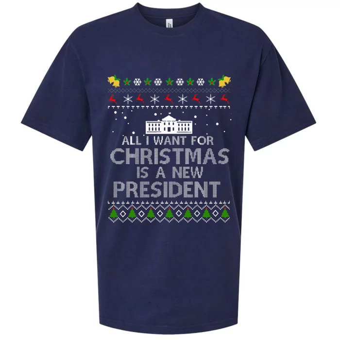 All I Want For Christmas Is A New President Ugly Sueded Cloud Jersey T-Shirt