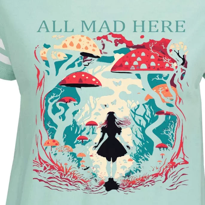 Alice In Wonderland All Mad Here Enza Ladies Jersey Football T-Shirt