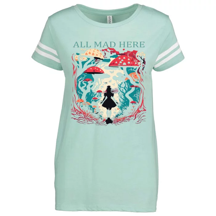 Alice In Wonderland All Mad Here Enza Ladies Jersey Football T-Shirt