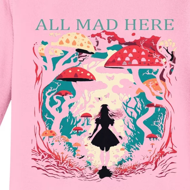 Alice In Wonderland All Mad Here Baby Long Sleeve Bodysuit