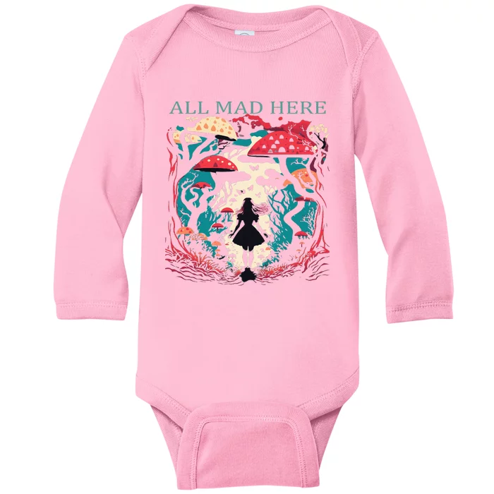 Alice In Wonderland All Mad Here Baby Long Sleeve Bodysuit