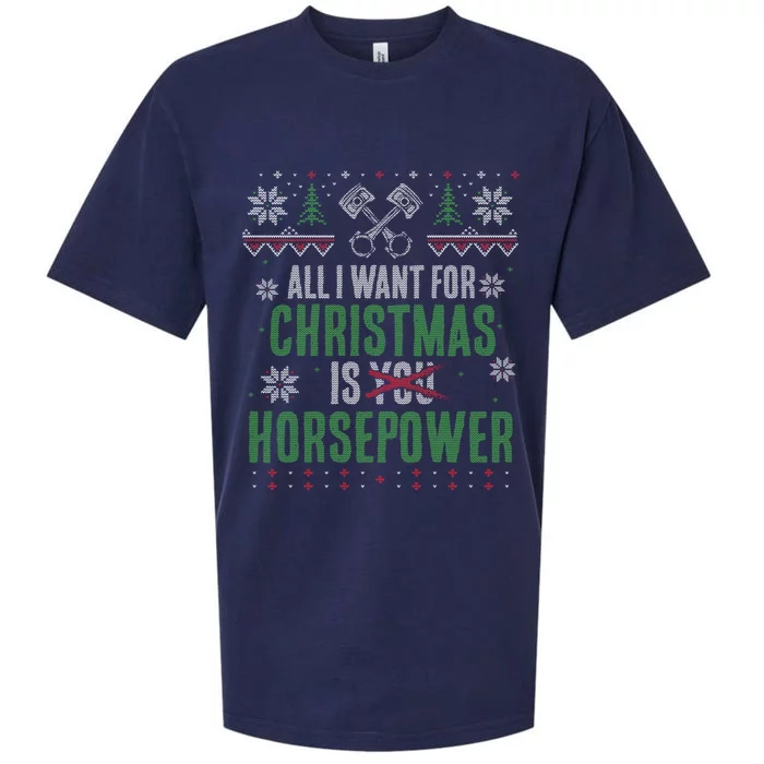 All I Want For Christmas Is Horsepower Xmas Cool Gift Sueded Cloud Jersey T-Shirt