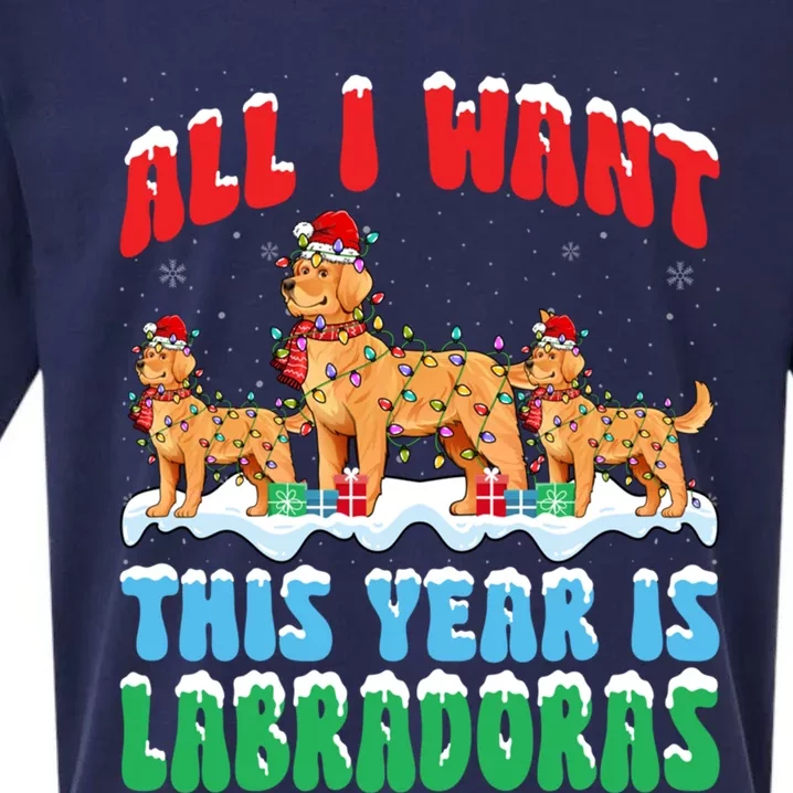 All I Want This Year Is Labrador Dog Wearing Christmas Hat Gift Sueded Cloud Jersey T-Shirt