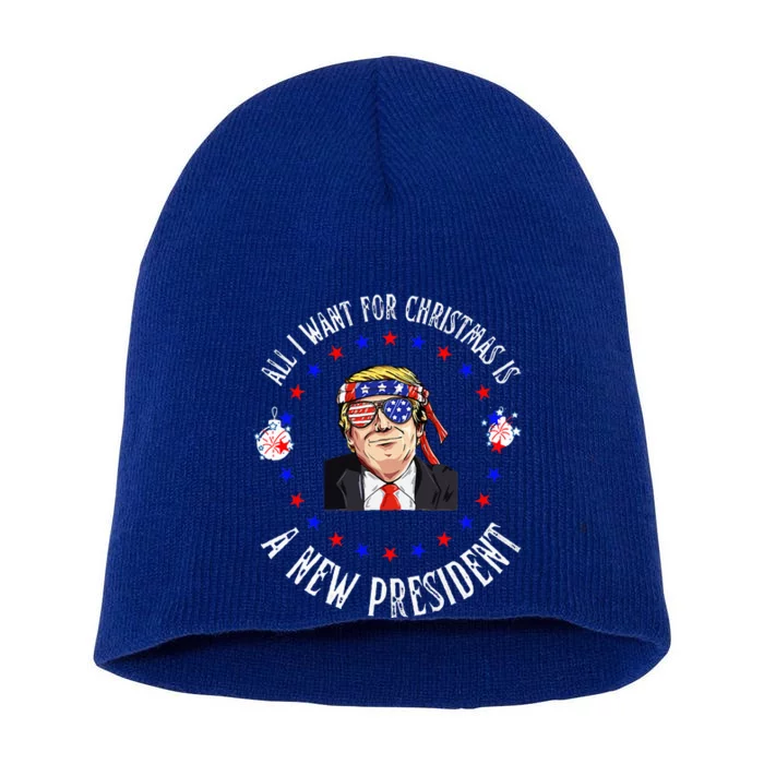 All I Want For Christmas Is A New President Trump Xmas Short Acrylic Beanie