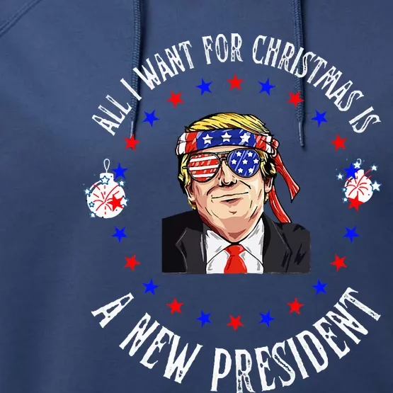 All I Want For Christmas Is A New President Trump Xmas Performance Fleece Hoodie