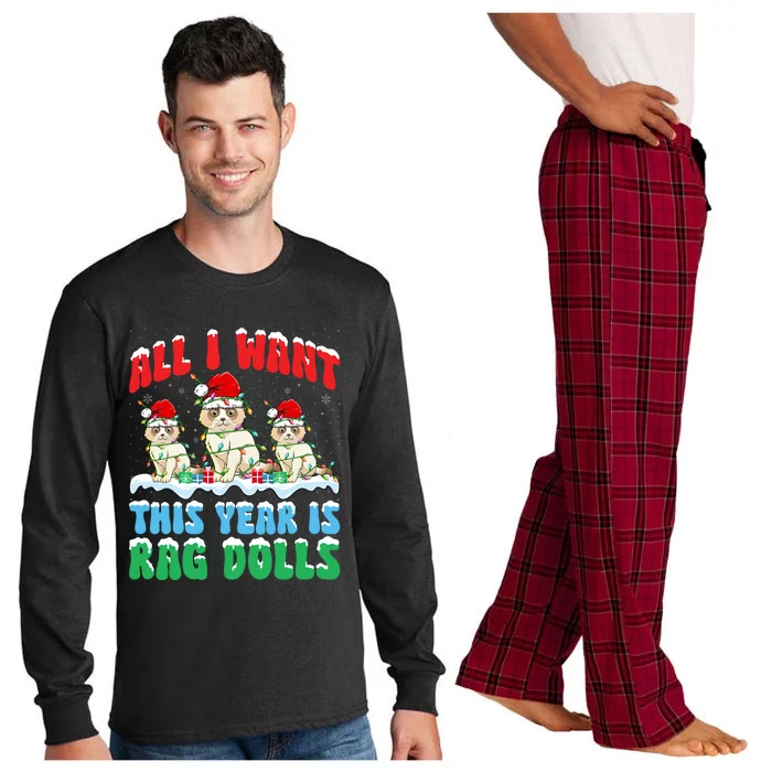 All I Want This Year Is Ragdoll Cat Wearing Christmas Hat Great Gift Long Sleeve Pajama Set