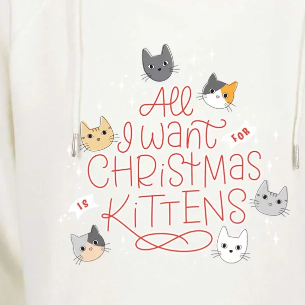 All I Want For Christmas Is Kittens Holiday Cute Cat Cool Gift Womens Funnel Neck Pullover Hood