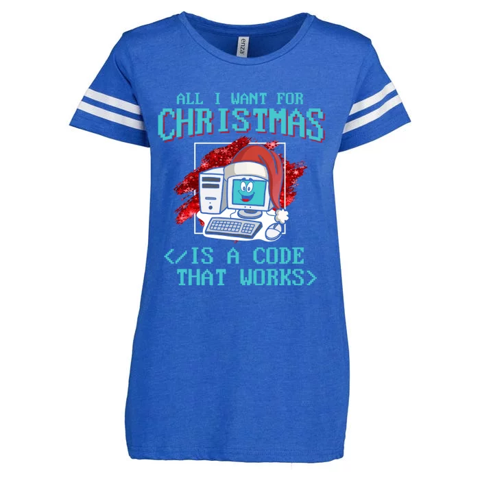 All I Want For Christmas Is A Code That Works Cool Gift Programming Gift Enza Ladies Jersey Football T-Shirt