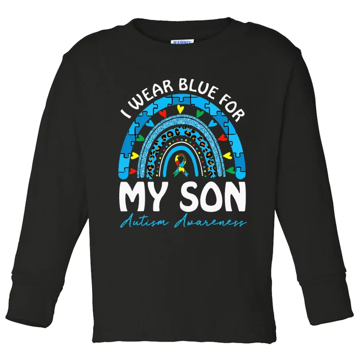 april I Wear Blue For My Son Autism Awareness Toddler Long Sleeve Shirt