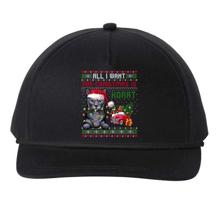 All I Want For Christmas Is Korat Cat Ugly Christmas Sweater Gift Snapback Five-Panel Rope Hat