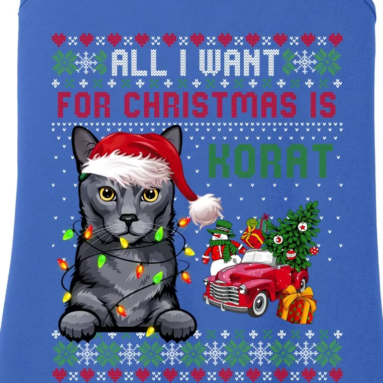 All I Want For Christmas Is Korat Cat Ugly Christmas Sweater Gift Ladies Essential Tank