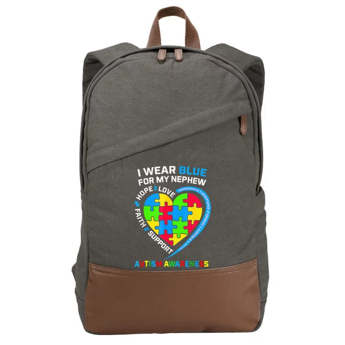 april I Wear Blue For My Nephew Autism Month Cotton Canvas Backpack