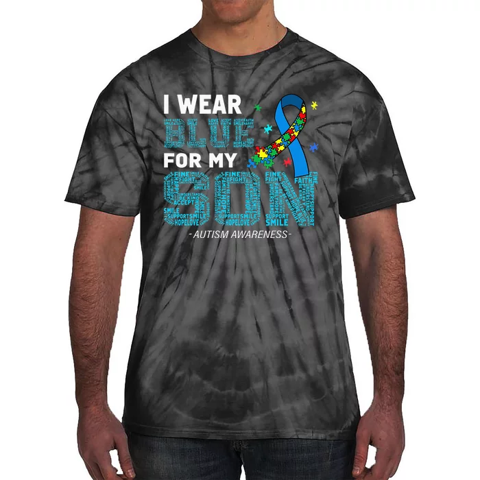 april I Wear Blue For My Son Autism Awareness Tie-Dye T-Shirt