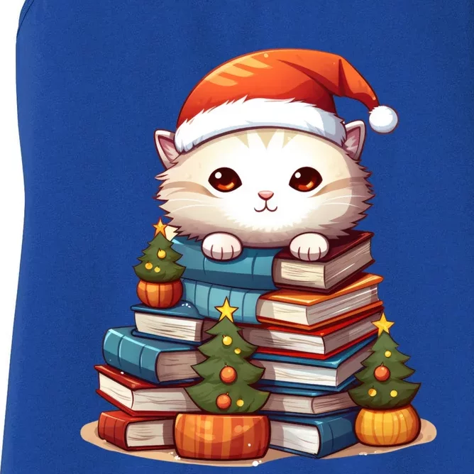 All I Want For Xmas Is Books And Cats Xmas Tree Pajama Holiday Cool Gift Women's Racerback Tank