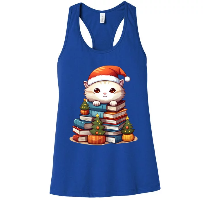 All I Want For Xmas Is Books And Cats Xmas Tree Pajama Holiday Cool Gift Women's Racerback Tank