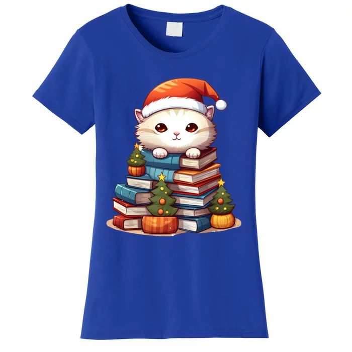 All I Want For Xmas Is Books And Cats Xmas Tree Pajama Holiday Cool Gift Women's T-Shirt