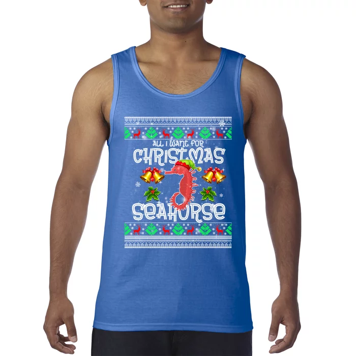 All I Want Is A Seahorse For Christmas Ugly Xmas Pajamas Funny Gift Tank Top