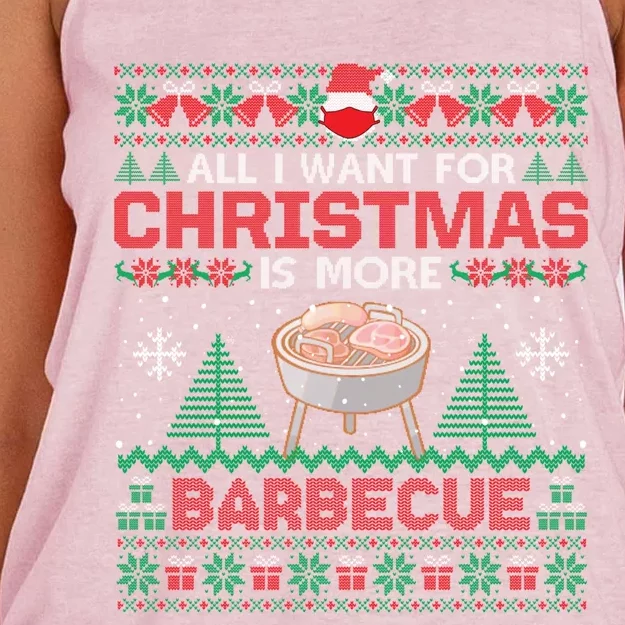 All I Want Is More Barbecue Bbq Christmas Pajama Party Meaningful Gift Women's Knotted Racerback Tank