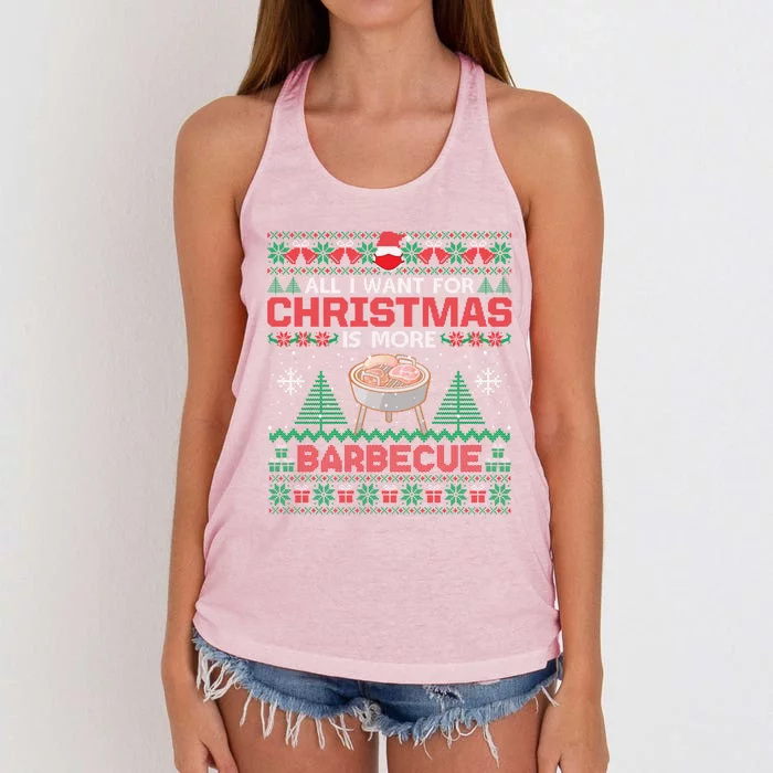 All I Want Is More Barbecue Bbq Christmas Pajama Party Meaningful Gift Women's Knotted Racerback Tank