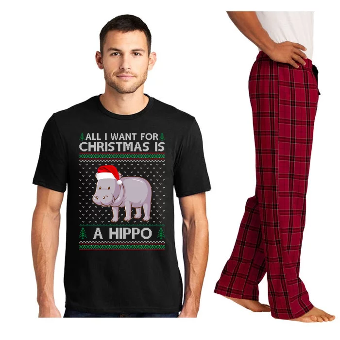 All I Want For Christmas Is A Hippo Ugly Xmas Holiday Gift Pajama Set