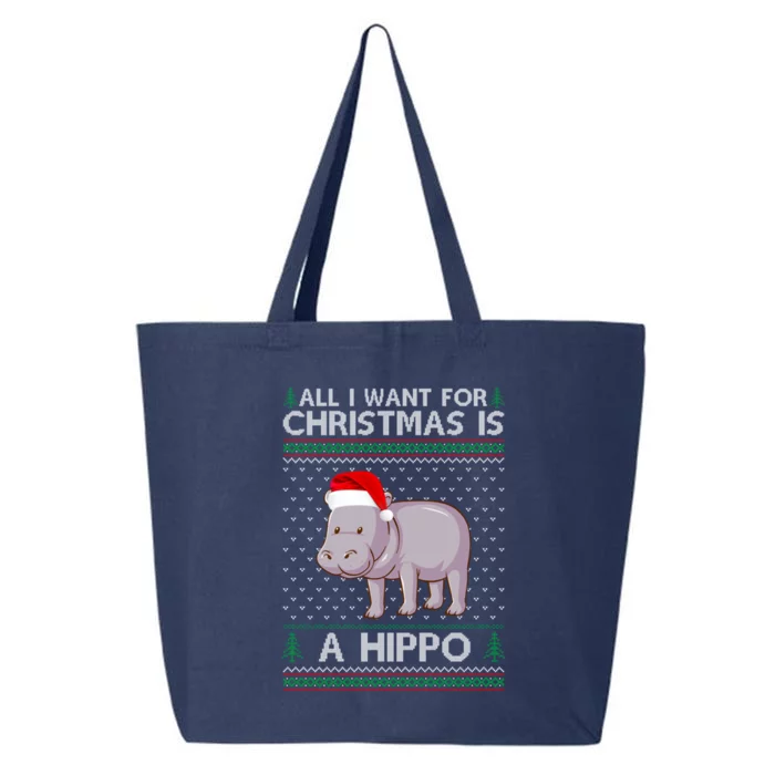 All I Want For Christmas Is A Hippo Ugly Xmas Holiday Gift 25L Jumbo Tote