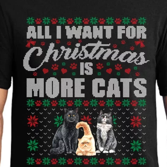 All I Want For Christmas Is More Cats Cute Ugly Xmas Sweater Gift Pajama Set