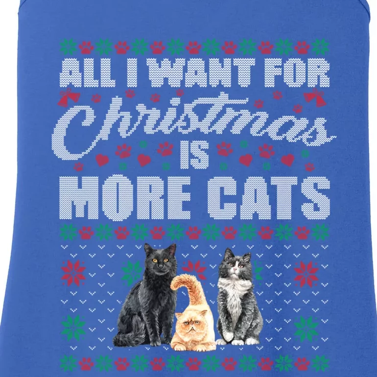 All I Want For Christmas Is More Cats Cute Ugly Xmas Sweater Gift Ladies Essential Tank