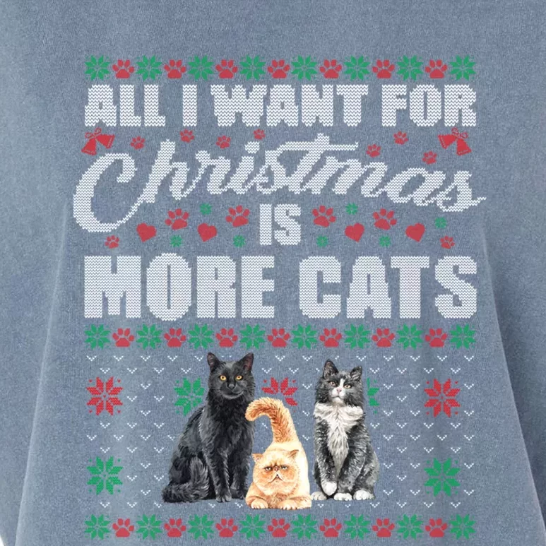 All I Want For Christmas Is More Cats Cute Ugly Xmas Sweater Gift Garment-Dyed Women's Muscle Tee