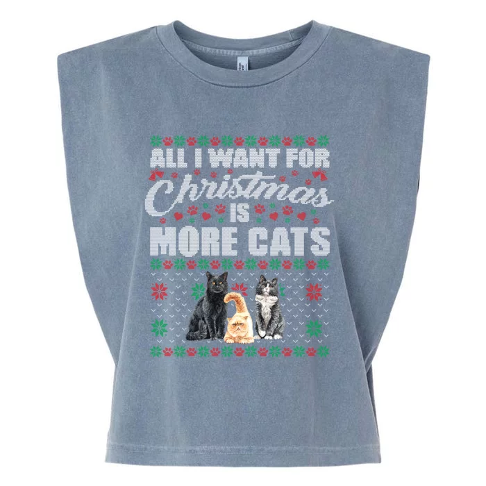 All I Want For Christmas Is More Cats Cute Ugly Xmas Sweater Gift Garment-Dyed Women's Muscle Tee