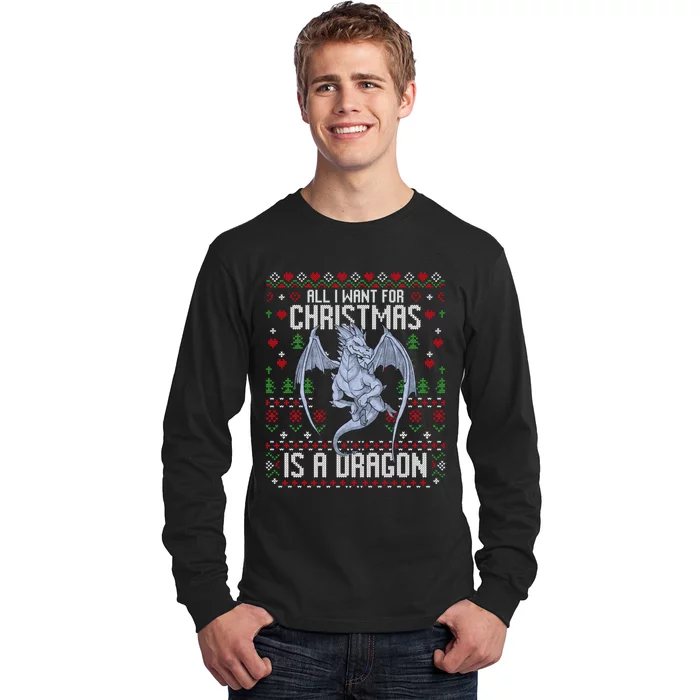 All I Want For Christmas Is A Dragon Ugly Xmas Sweater Long Sleeve Shirt