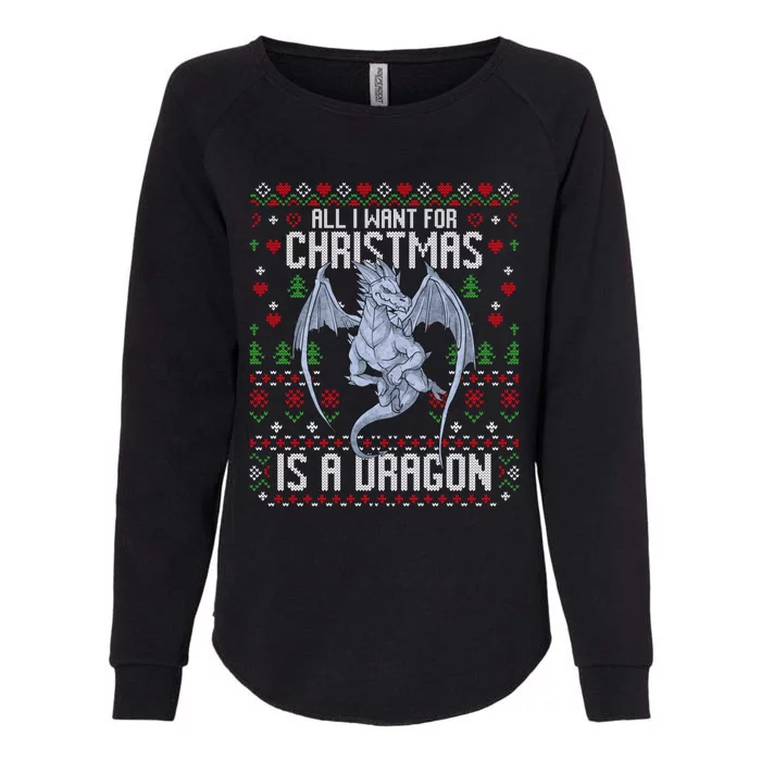 All I Want For Christmas Is A Dragon Ugly Xmas Sweater Womens California Wash Sweatshirt