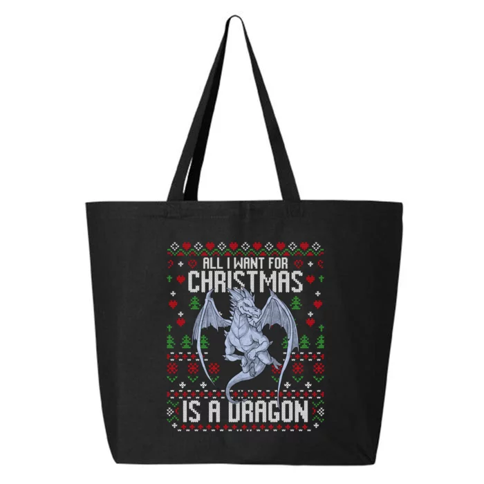 All I Want For Christmas Is A Dragon Ugly Xmas Sweater 25L Jumbo Tote