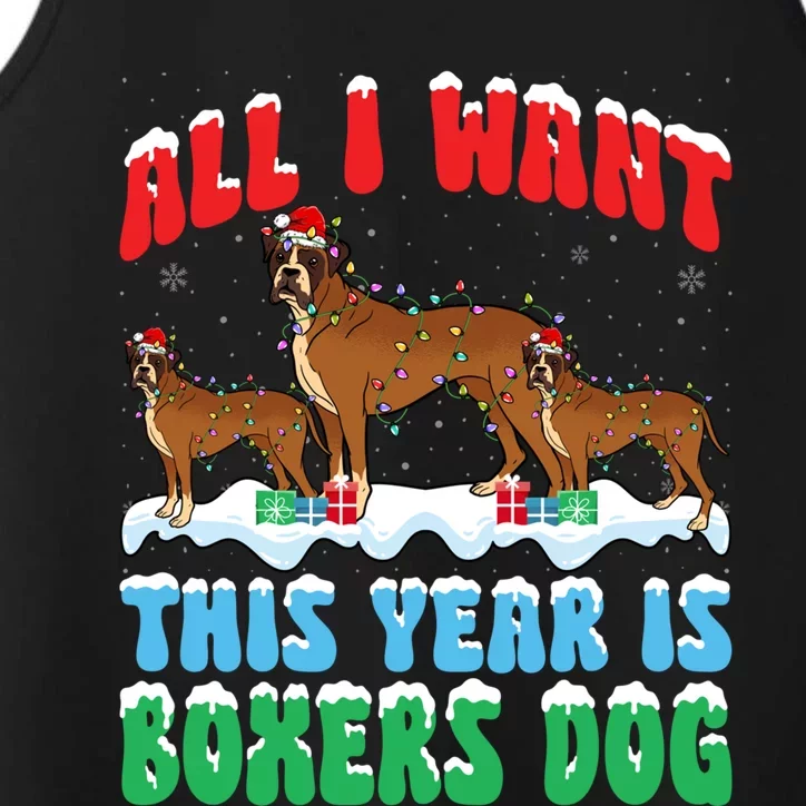 All I Want This Year Is Boxer Dog Wearing Christmas Hat Great Gift Performance Tank