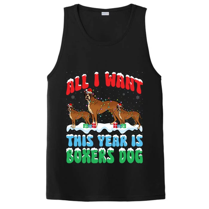 All I Want This Year Is Boxer Dog Wearing Christmas Hat Great Gift Performance Tank