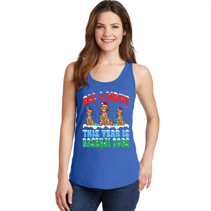 All I Want This Year Is Basenji Dog Wearing Christmas Hat Gift Ladies Essential Tank