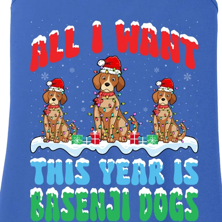 All I Want This Year Is Basenji Dog Wearing Christmas Hat Gift Ladies Essential Tank