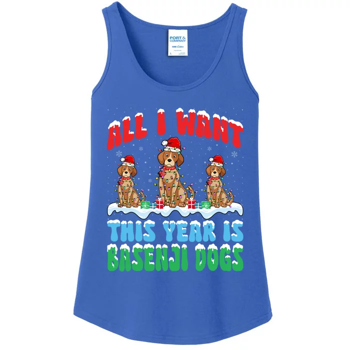 All I Want This Year Is Basenji Dog Wearing Christmas Hat Gift Ladies Essential Tank