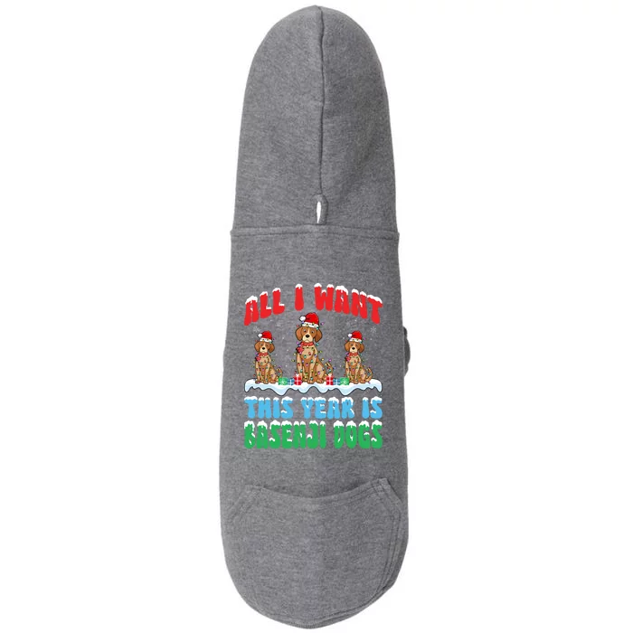 All I Want This Year Is Basenji Dog Wearing Christmas Hat Gift Doggie 3-End Fleece Hoodie