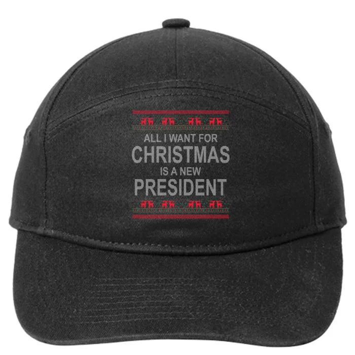 All I Want For Christmas Is A New President Ugly Christmas 7-Panel Snapback Hat