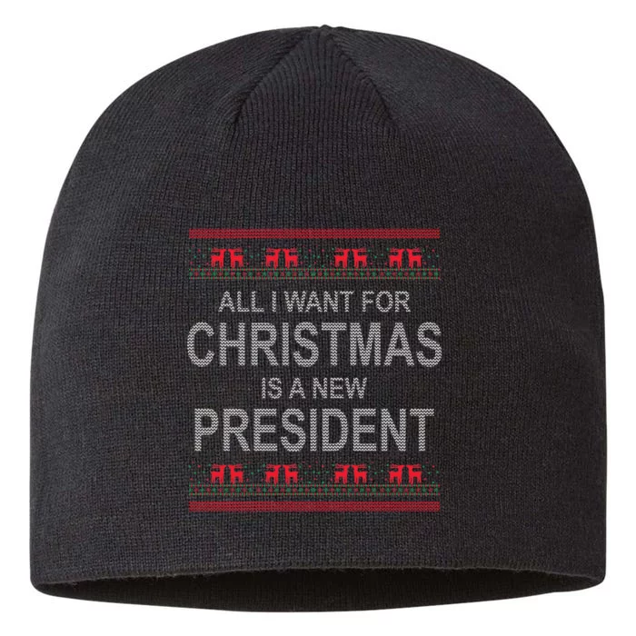 All I Want For Christmas Is A New President Ugly Christmas 8 1/2in Sustainable Knit Beanie